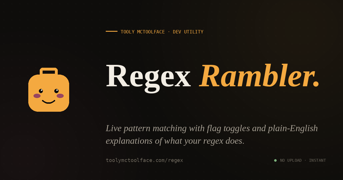 A practical regex cheatsheet · Tooly McToolface